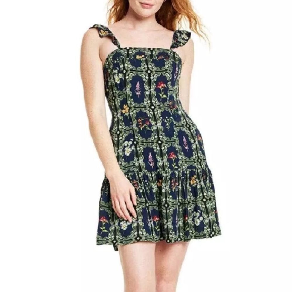 NWT Agua Bendita X Target Women’s Tile Floral Ruffle Sleeve‎ Dress, Size L